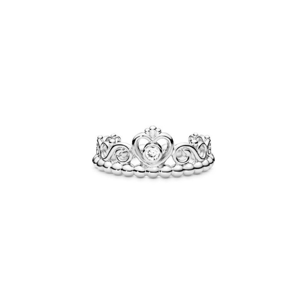 Pandora Moments Silver Cz Princess Tiara Crown Ring